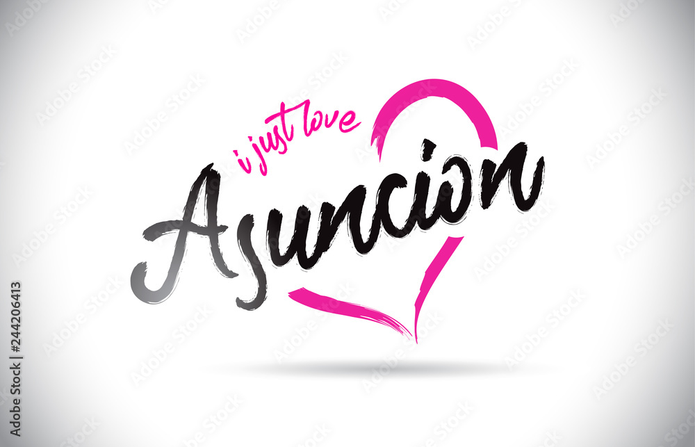 Asuncion I Just Love Word Text with Handwritten Font and Pink Heart Shape. Asuncion I Just Love Word Text with Handwritten Font and Pink Heart Shape.