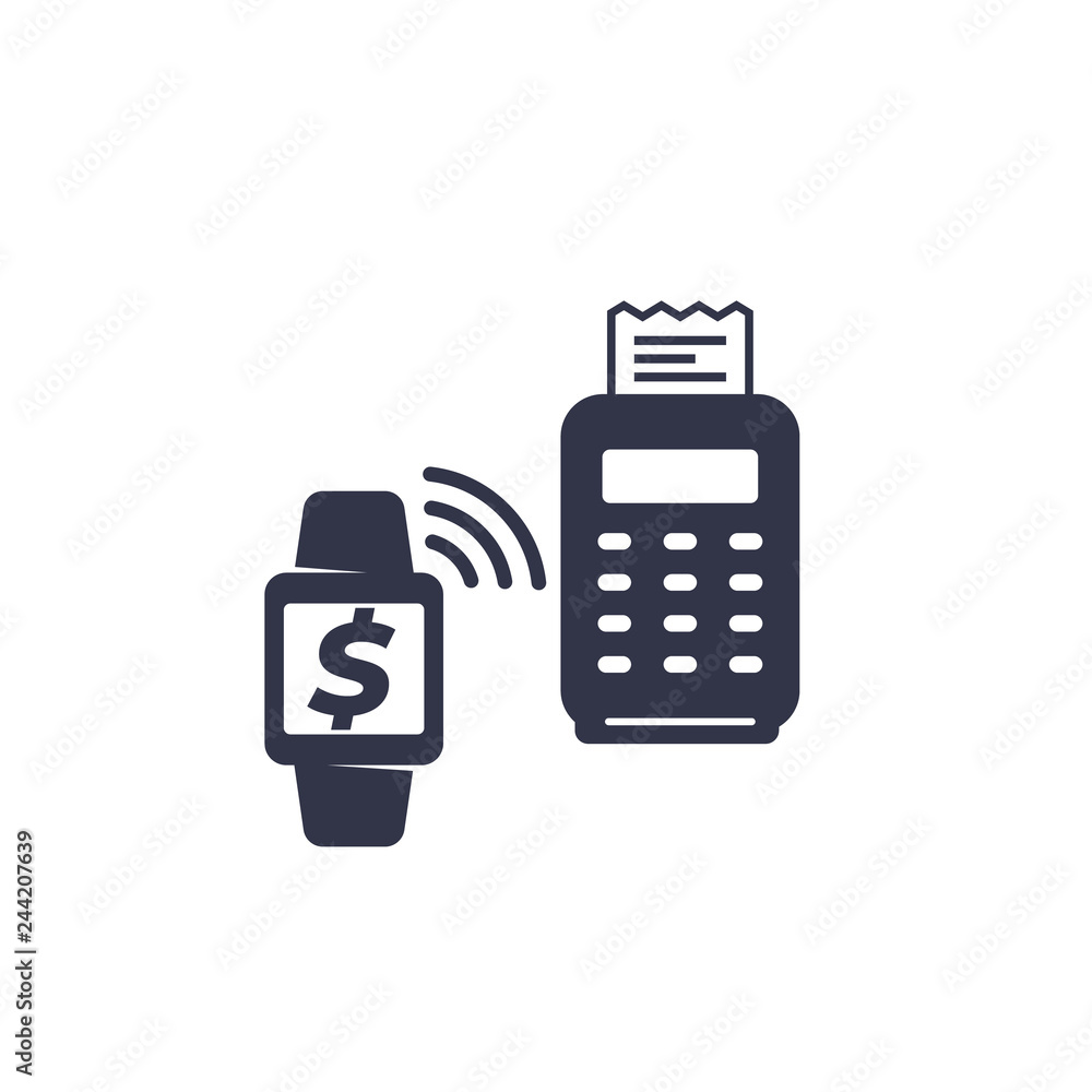 Contactless payment with pos terminal and smart watch Contactless payment with pos terminal and smart watch