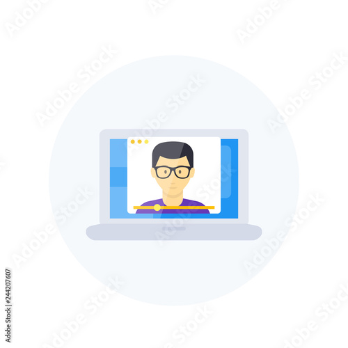 webinar, online education, training, e-learning vector illustration