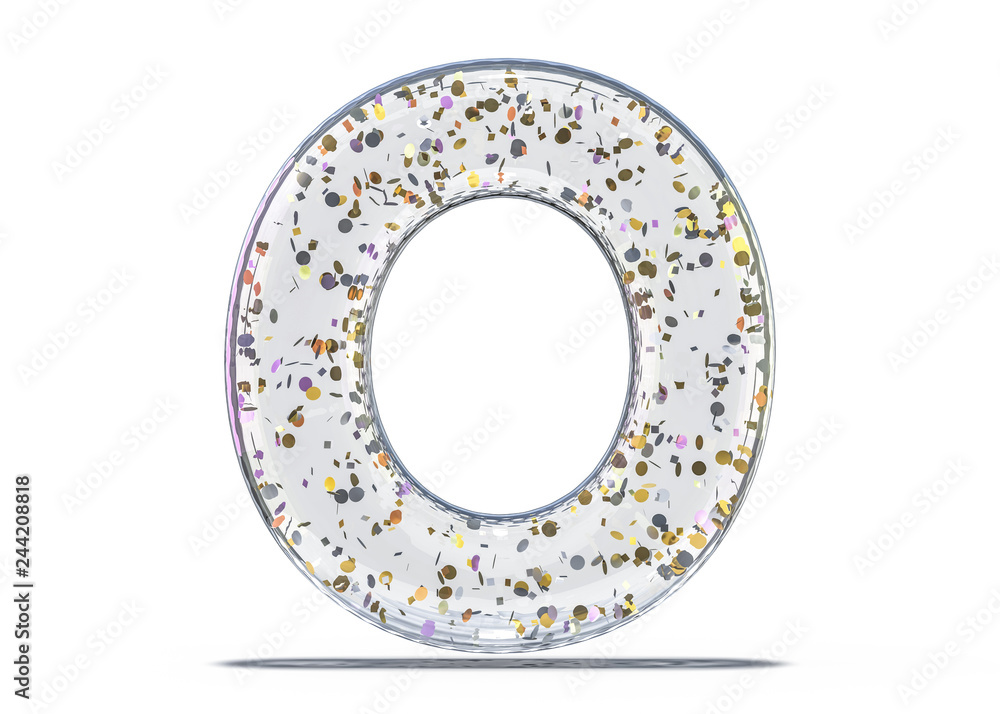 Letter O. Alphabet from transparent foil balloons. 3D Letter O. Alphabet from transparent foil balloons. 3D