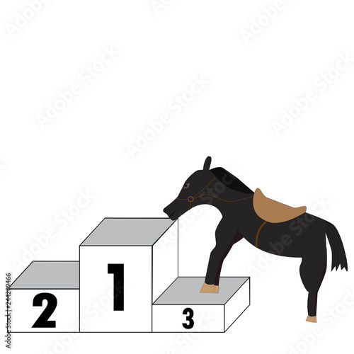 running horse climbs on a pedestal, vector