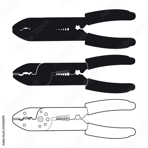 Hand-held wire stripper vector icon in black and white