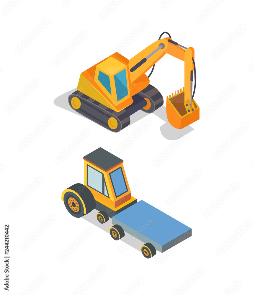 Construction Machines Excavator and Transport Construction Machines Excavator and Transport