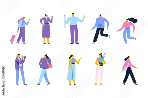 People of different ages and occupations. Male and female characters vector set. Flat vector characters isolated on white. 