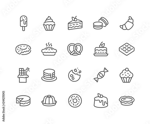 Photographie Simple Set of Dessert Related Vector Line Icons
