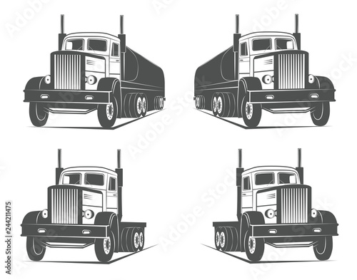 Vintage truck fuel logo badge element design