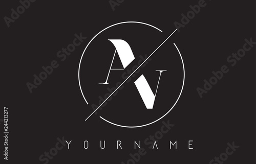 AV Letter Logo with Cutted and Intersected Design