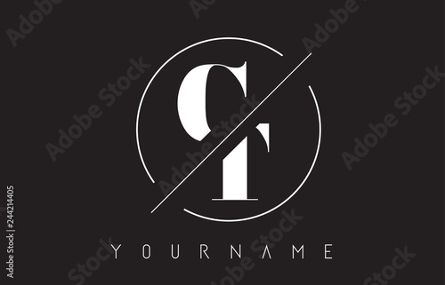 CT Letter Logo with Cutted and Intersected Design