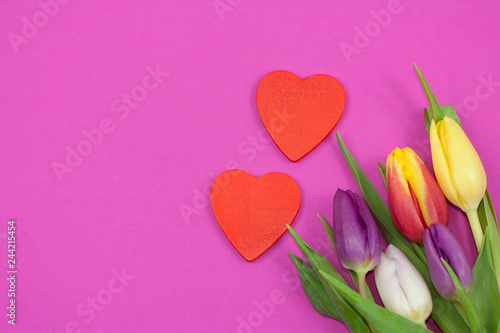 Colorful tulips with heart.