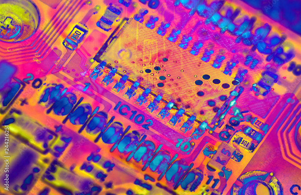 Abstract pattern with circuit board electronic elements.