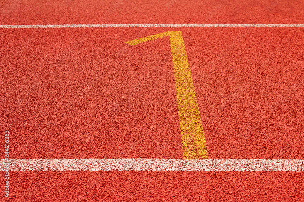 Red running track Synthetic rubber on the athletic stadium. Red running track Synthetic rubber on the athletic stadium.