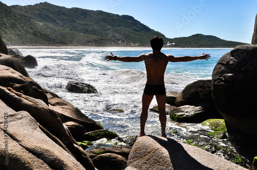 Going to nude beach of Galhetas in Florianopolis, Brazil photo