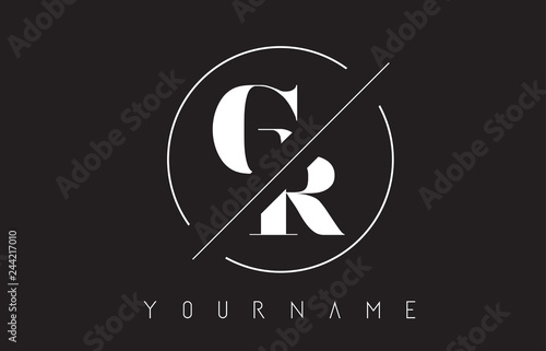 GR Letter Logo with Cutted and Intersected Design