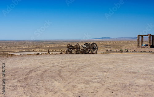 Uzbekistan. An old wooden cart in the Kyzyl Kum Desert