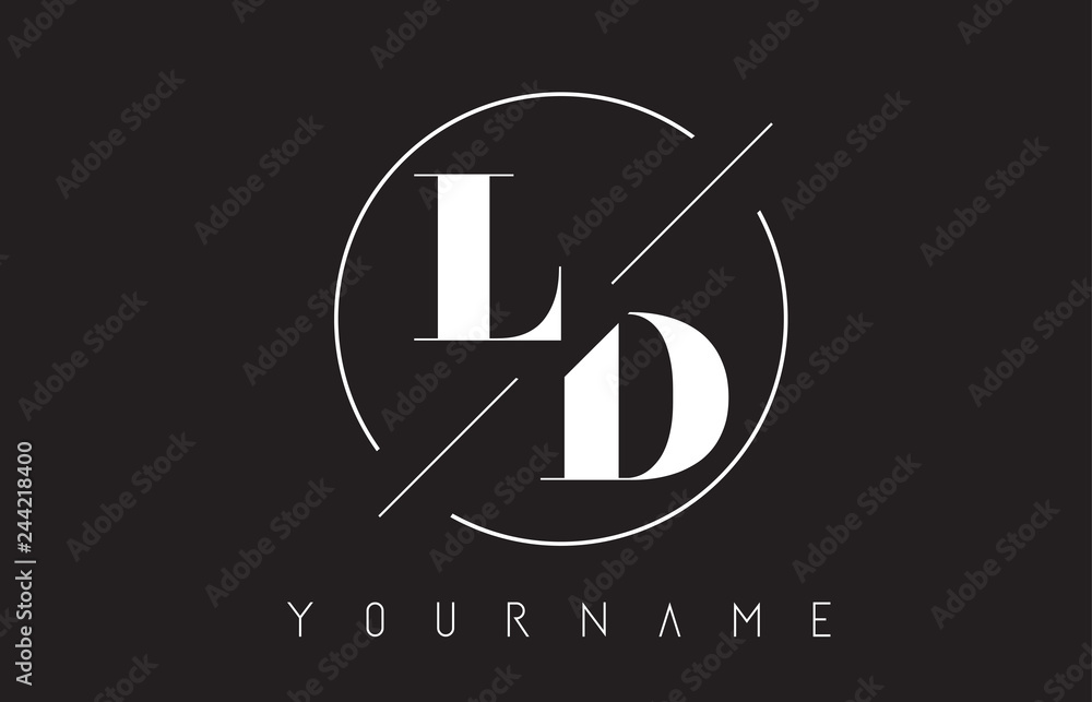 LD Letter Logo with Cutted and Intersected Design - obrazy, fototapety, plakaty 