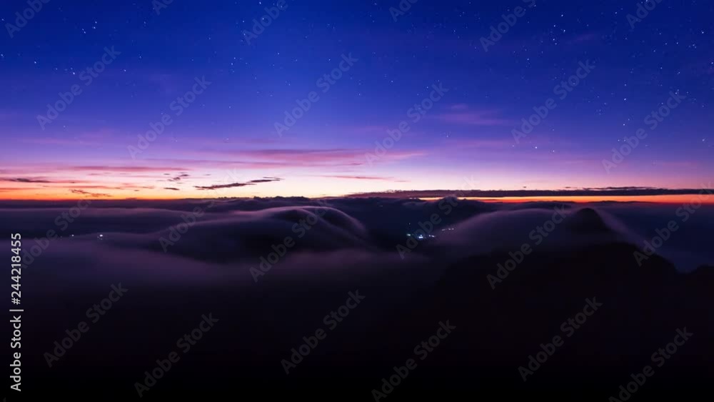 Night Scene Mist Floating Over Mountains Of Doi Luang Chiang Dao Landmark Nature Travel Place Of Chiang Mai, Thailand 4K Time Lapse Night Scene Mist Floating Over Mountains Of Doi Luang Chiang Dao Landmark Nature Travel Place Of Chiang Mai, Thailand 4K Time Lapse