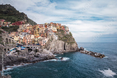 Perfect panorama of Manarola village in national park Cinque Terre in Italy  Liguria