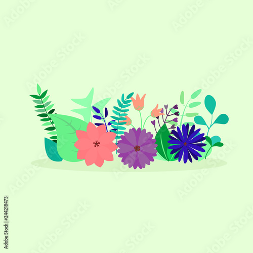 Wallpaper Mural Vector illustration with colorful leaves and flowers. Floral element for summer and spring design, sticker, patch, scrapbook, wedding invitation, web page or print. Torontodigital.ca