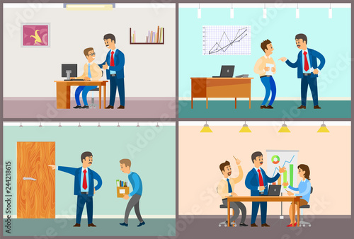 Boss and Employee Interaction, Office Work Routine