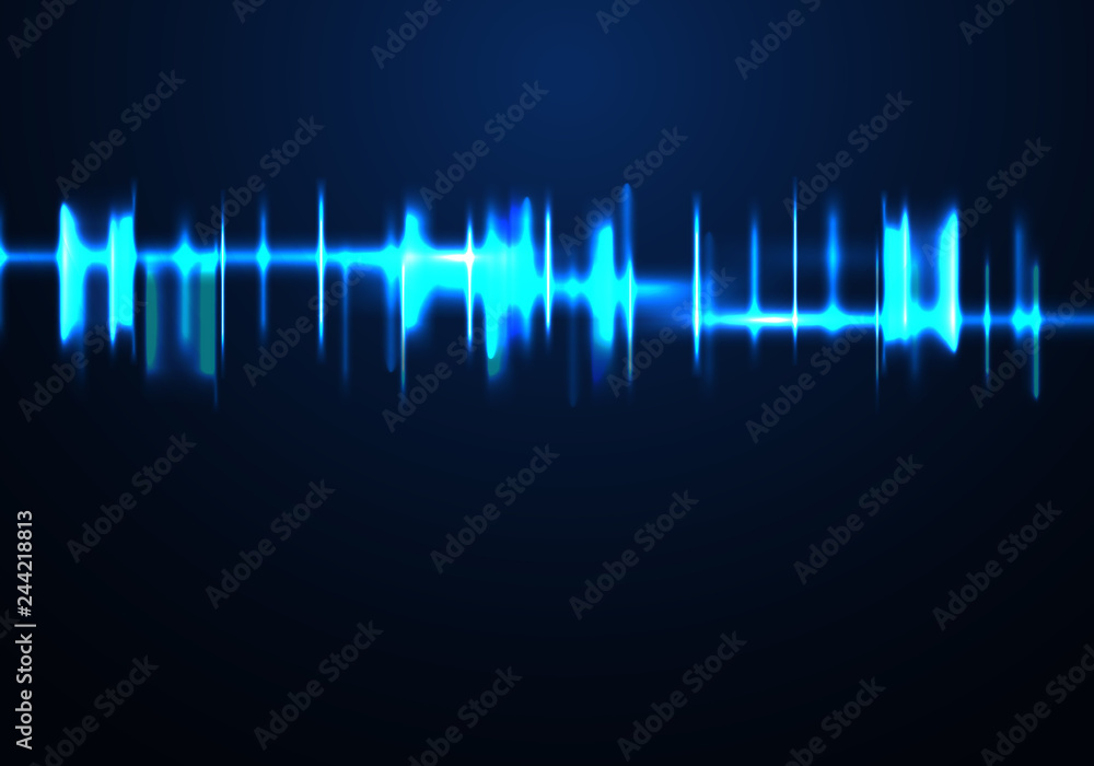 Vector Background with Neon Sound Waves. Future Technology Illustration.