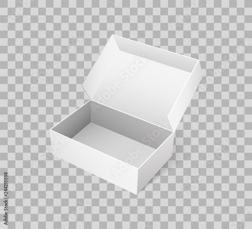Open box for shoes storage. Empty carton container