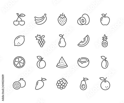 Foto Simple Set of Fruits Related Vector Line Icons