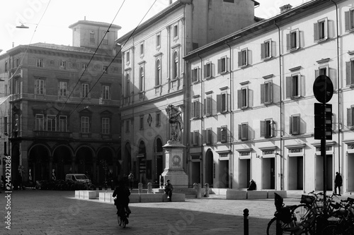 Bologna, Italy in December. Travel Pictures in Black and White and high contrast
