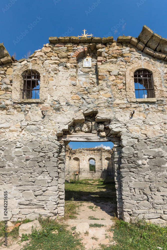 Abandoned Medieval Eastern Orthodox church of Saint John of Rila at the bottom of Zhrebchevo Reservoir, Sliven Region, Bulgaria