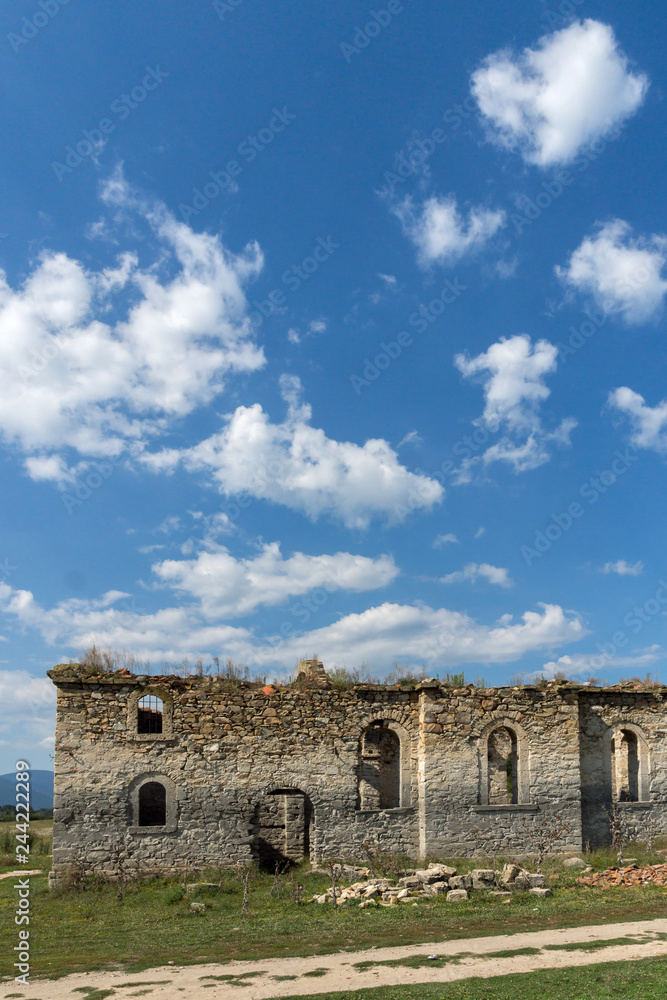 Abandoned Medieval Eastern Orthodox church of Saint John of Rila at the bottom of Zhrebchevo Reservoir, Sliven Region, Bulgaria