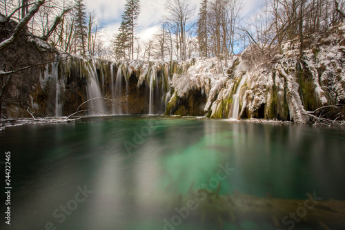 Plitvice lakes national park in Croatia in winter