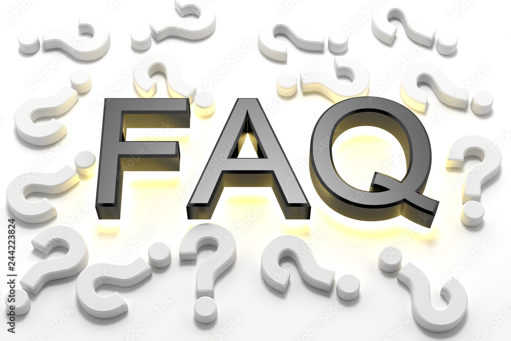 FAQ - 3D Text - glowing yellow with question marks FAQ - 3D Text - glowing yellow with question marks