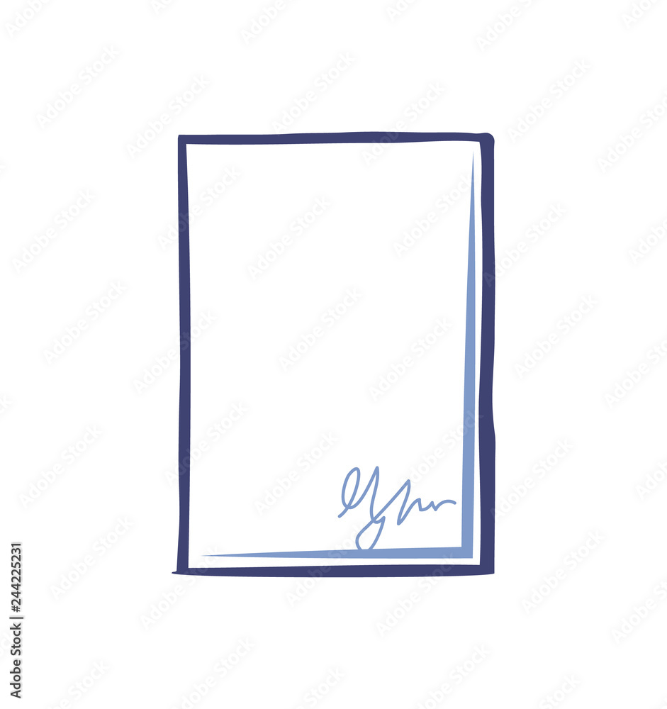 Empty Sheet Paper Signature Office Page Isolated