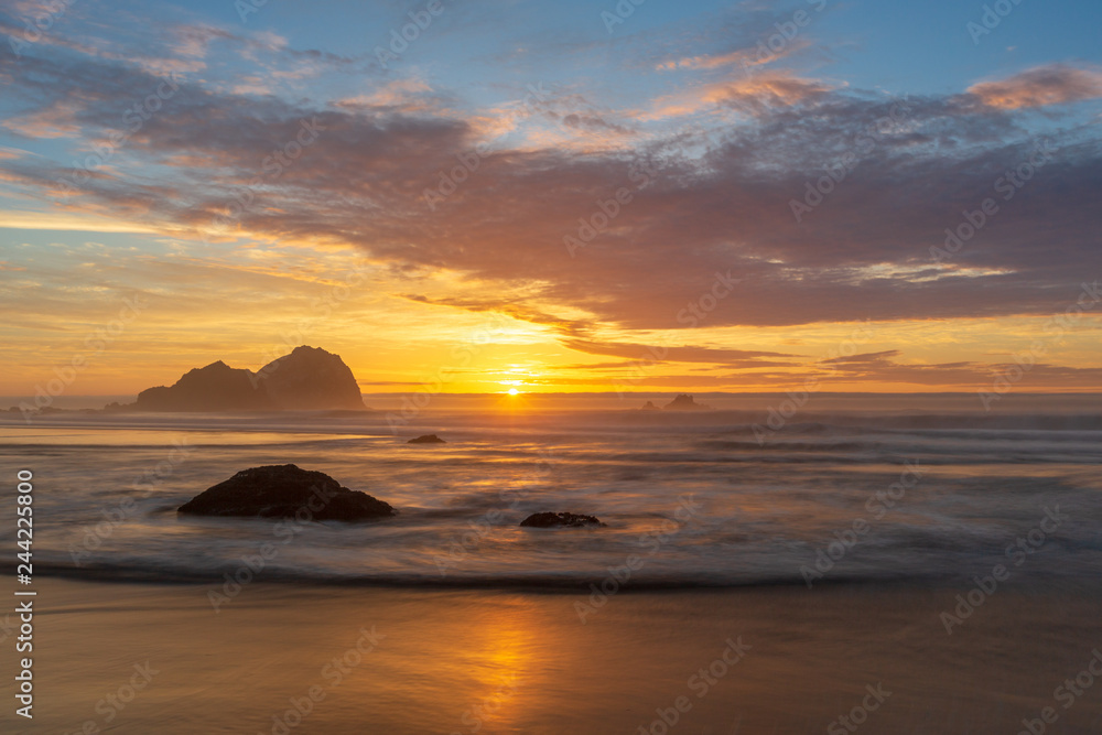Ocean Sea Stack Sunset