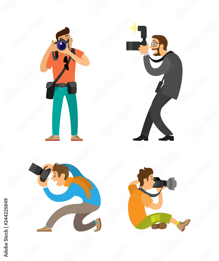 Photographing People Set, Photographer Paparazzi Photographing People Set, Photographer Paparazzi