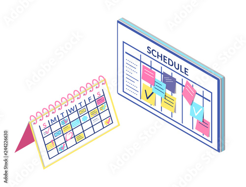 Schedule Board and Calendar Information Isolated