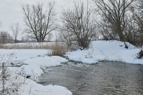 winter landscape river in the snow