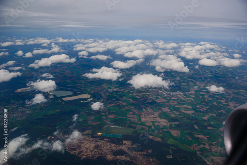 Fabulous panoramic view from airplane  Germany  flying airplane.