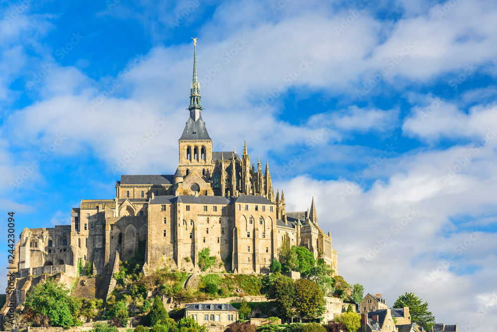 Mont Saint Michel cathedral on the island, Normandy, Northern France