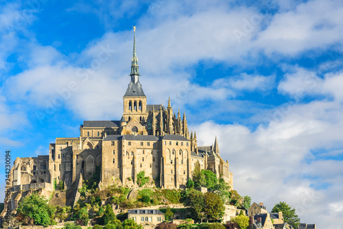 Mont Saint Michel cathedral on the island, Normandy, Northern France