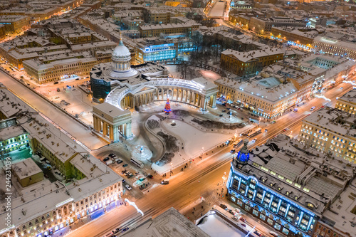 Kazan Cathedral in Saint Petersburg Aerial View