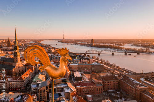 Photography Beautiful view of the Riga old town during sunny winter day.