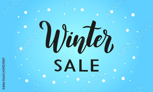 Winter SALE poster with hand written lettering text for advertising and promotion. Vector illustration EPS10.
