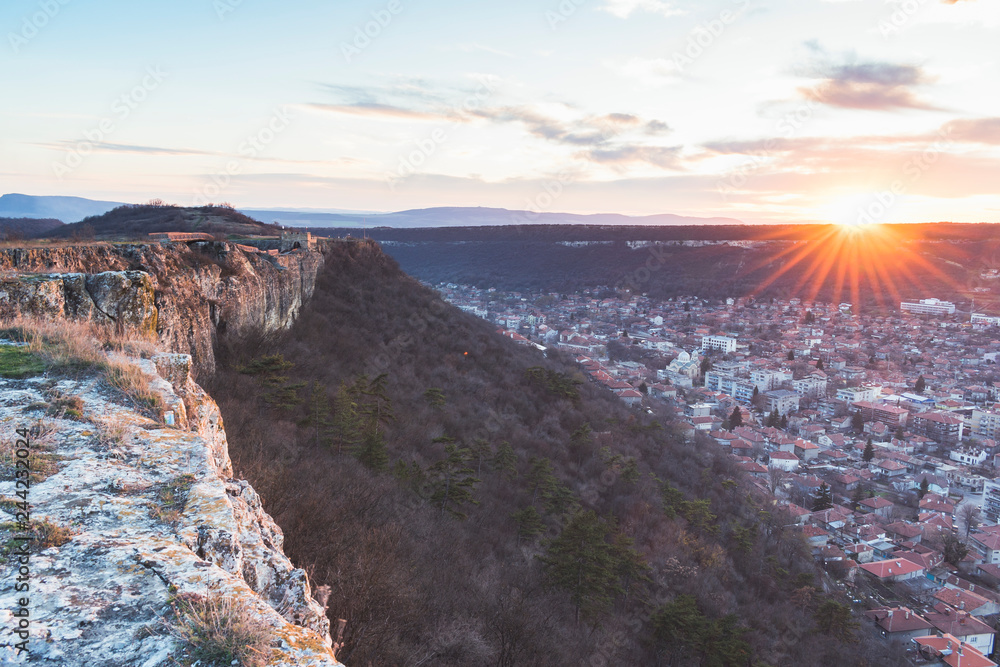 Sunset at Ovech fortress near the town of Provadia.