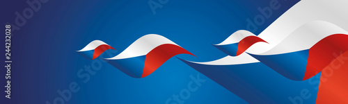 Czech Republic Independence Day waving flags two fold red landscape background banner greeting card