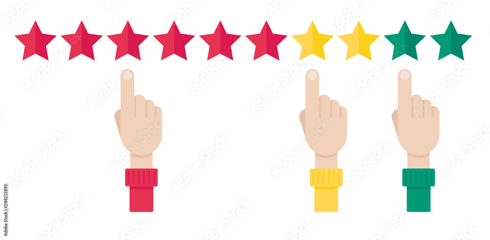Net promoter score, loyalty concept. Man finger choosing someting. Vector illustration in flat style. Net promoter score, loyalty concept. Man finger choosing someting. Vector illustration in flat style.