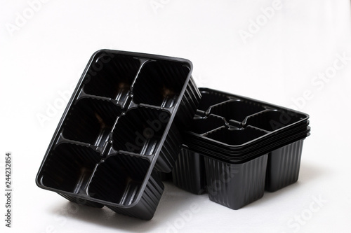 Black plastic seedling cassettes for flower and vegetable crops