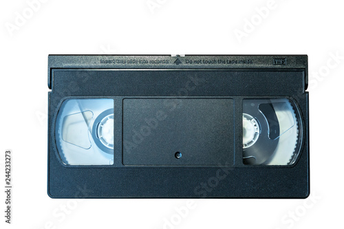 VHS Cassette on a white background. Recording tape.