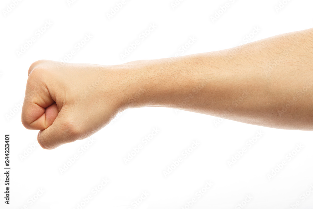 Male clenched fist, isolated on a white background Man hand with a fist. Alpha Male clenched fist, isolated on a white background Man hand with a fist. Alpha
