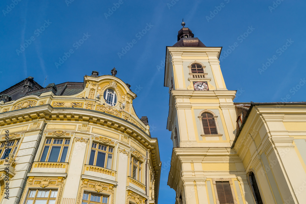 The Baroque style architectural elements of the City Hall of Sibiu, Romania
