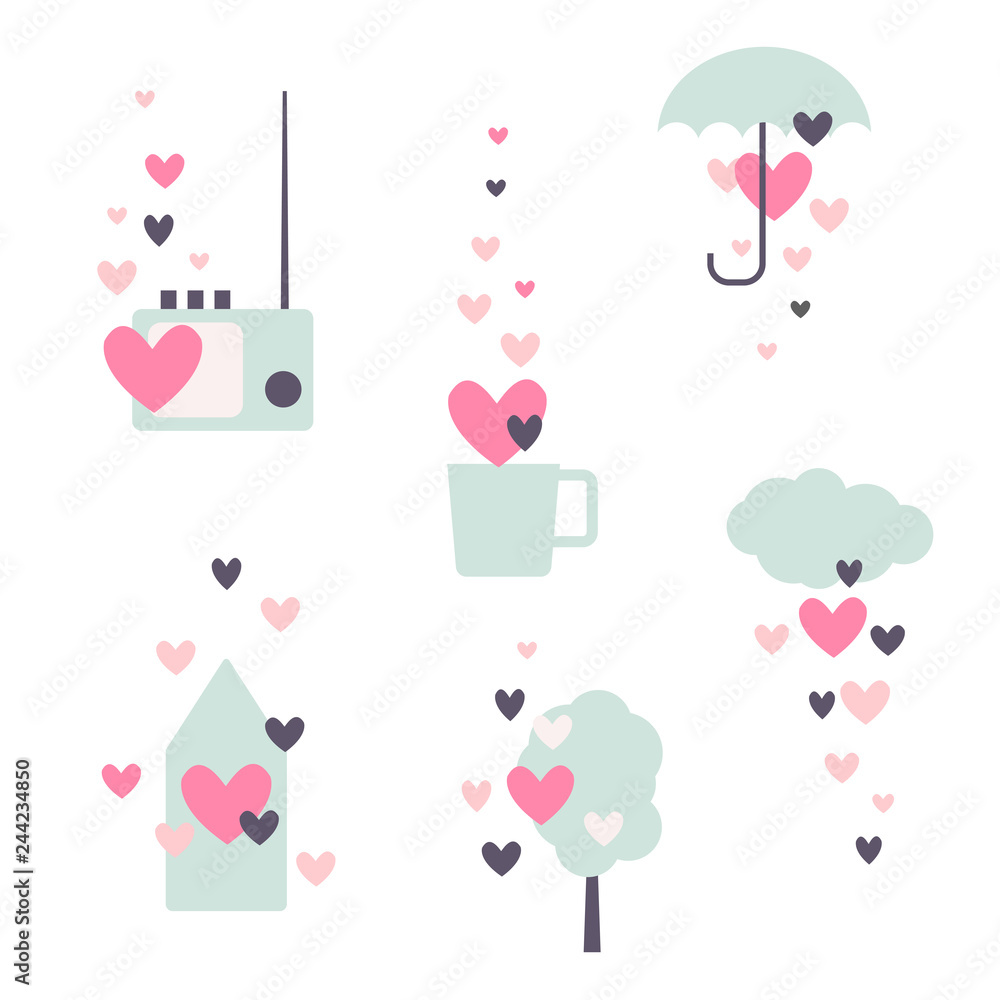 Valentine's day set. Vector illustration. Valentine's day set. Vector illustration.
